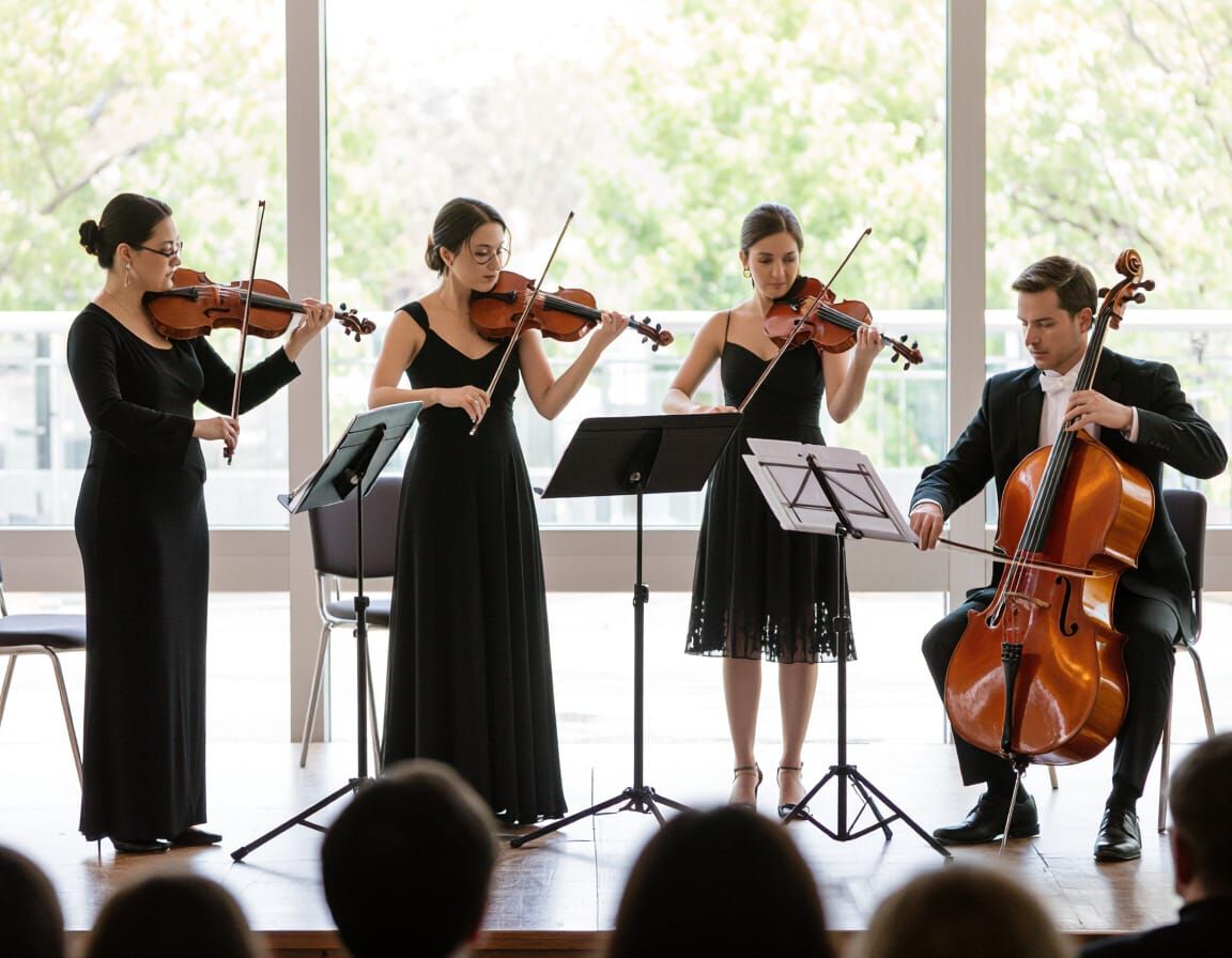 String Quartet Performing Live Music on Stage