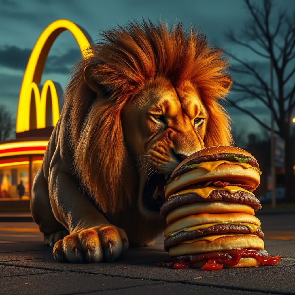 Surreal Burger Bash in Gritty Hyperrealism