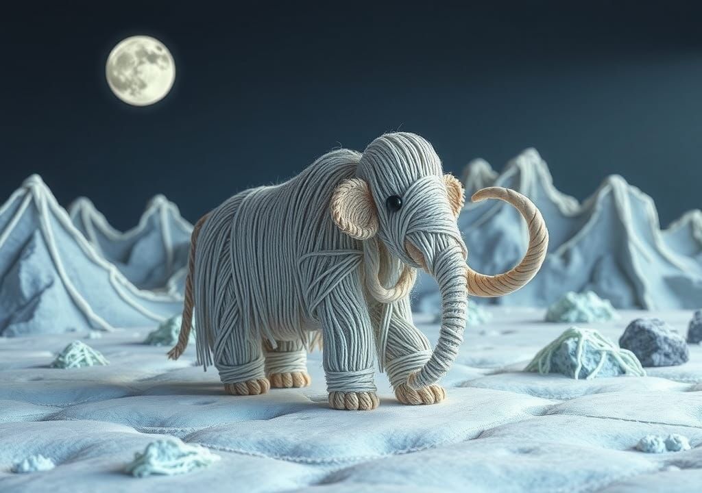 Macrame Mammoth in String Landscape