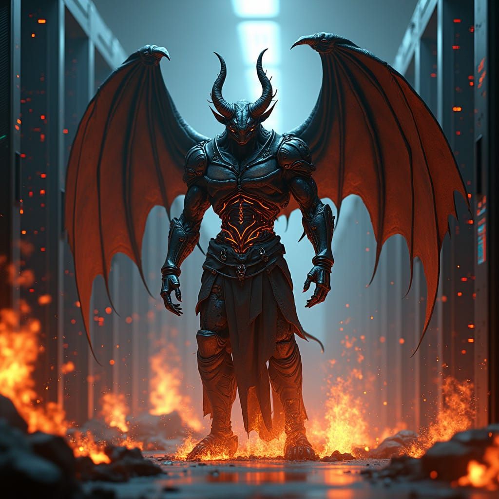 Cyber Demon Emerges from Industrial Inferno