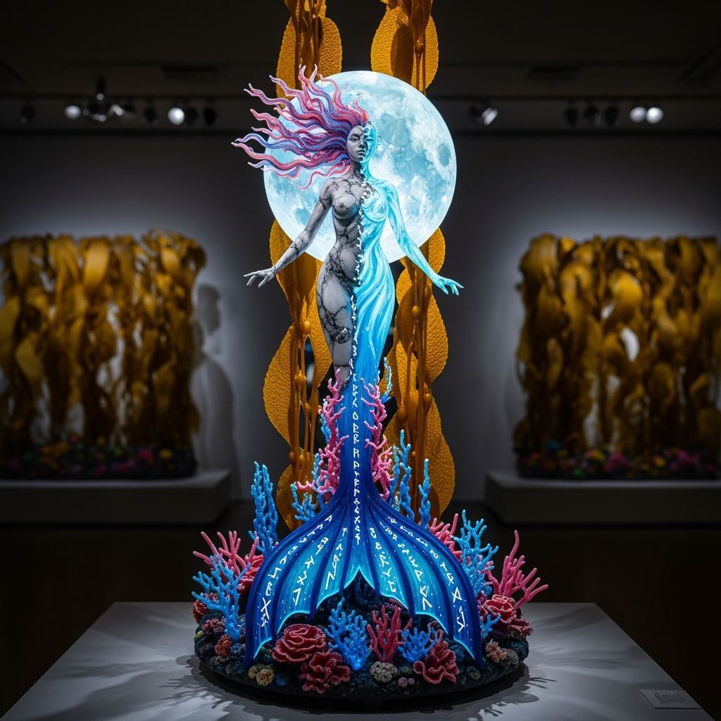 Glass Sea Goddess Sculpture in Ethereal Style