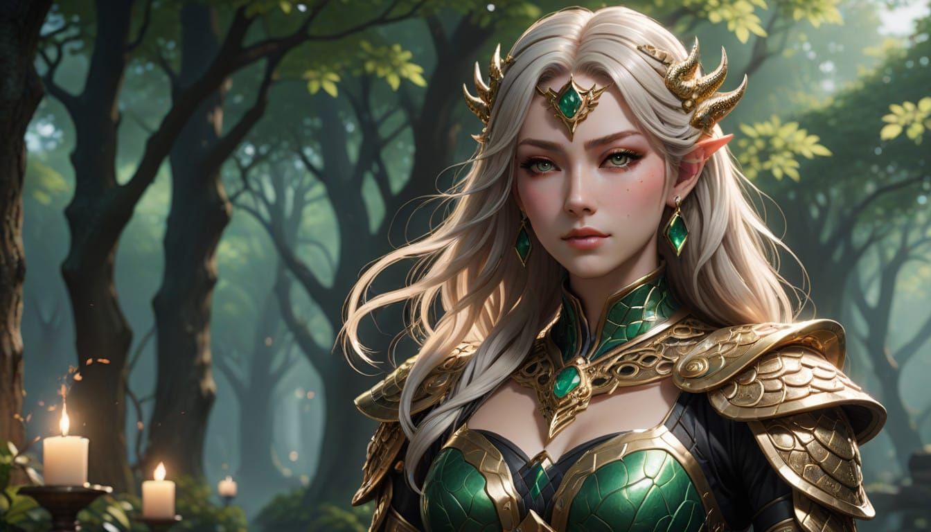 Ethereal Half-Elder Goddess with Serpentine Locks