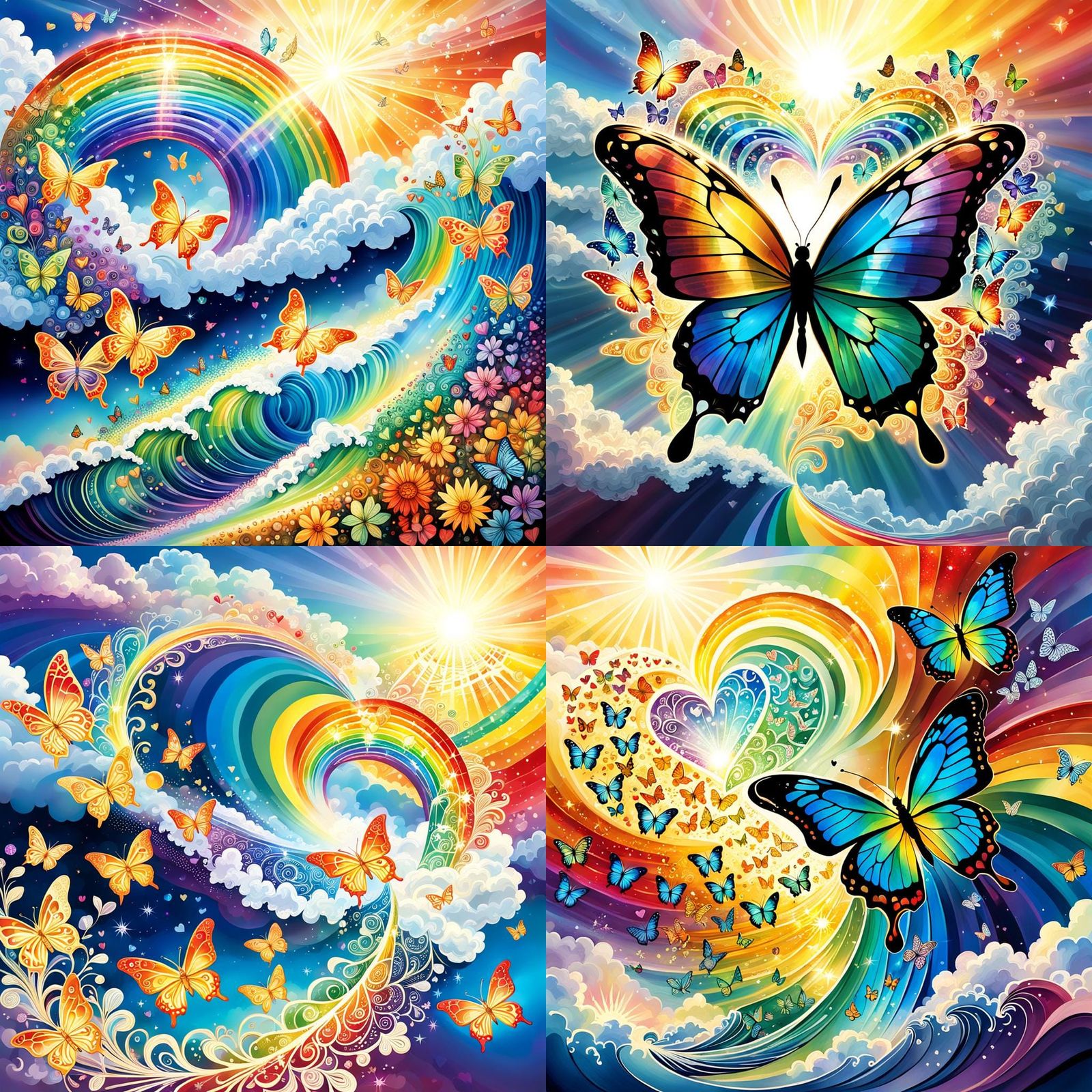 Rainbow Butterflies in Quantum Zentangle Style