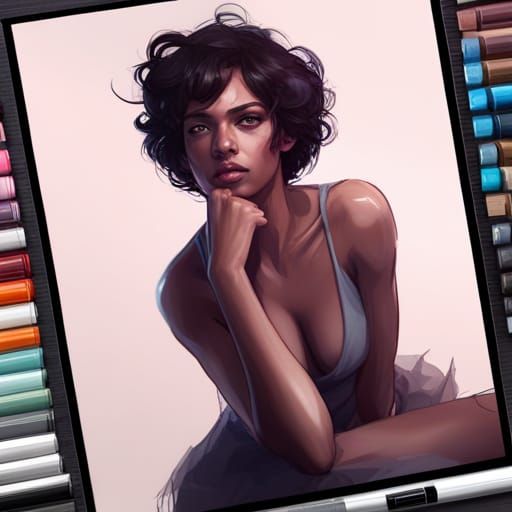 Portrait of Woman with Asymmetric Pixie Cut