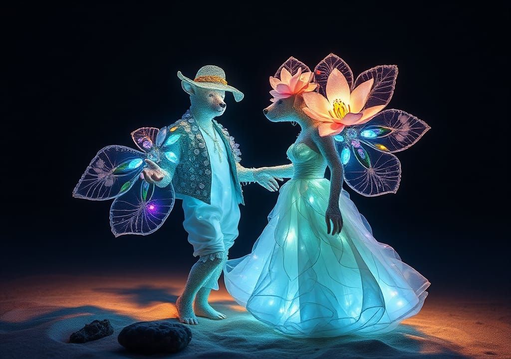 Sea Glass Couture Bear-Orchids Dance at Sunrise