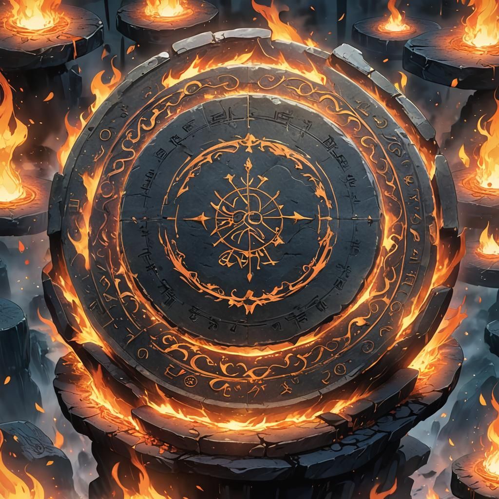 Mystic Stone Tablet Above Flames: Anime Key Visual