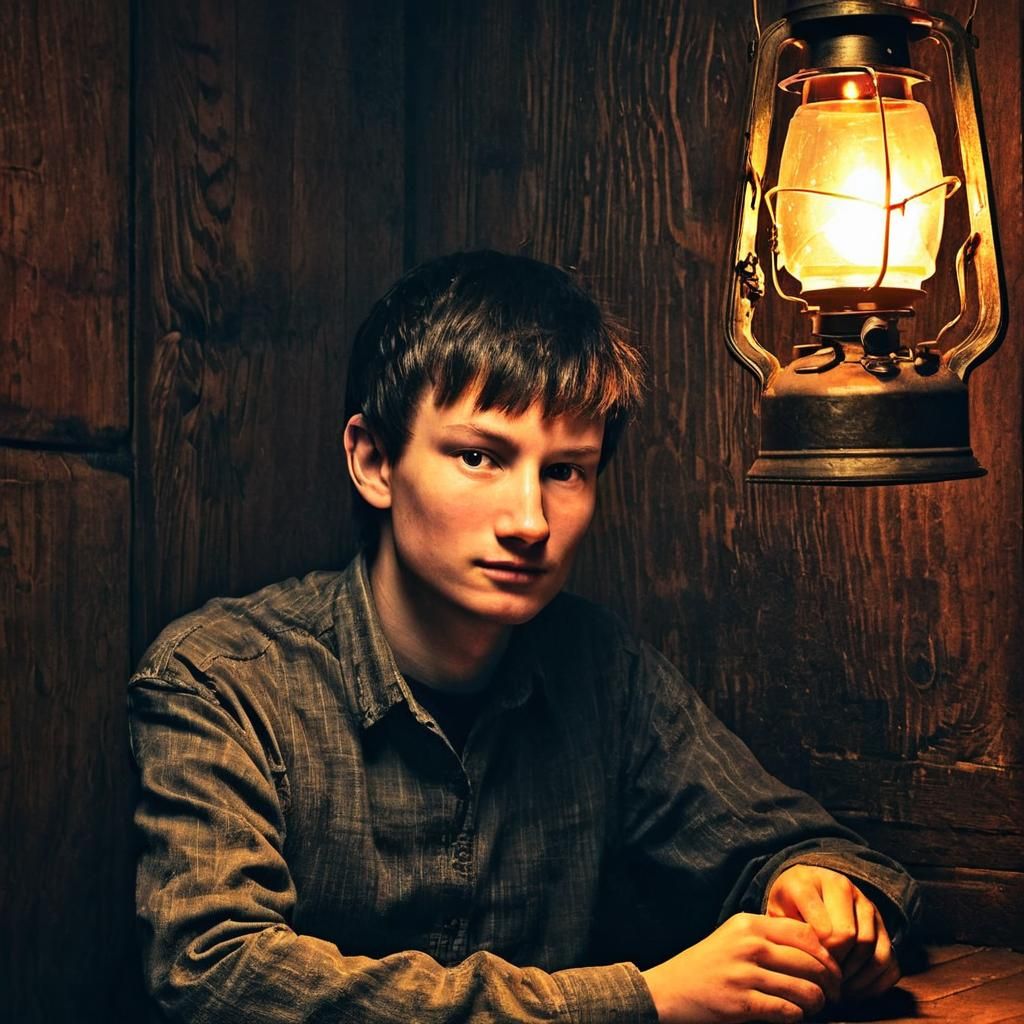 Rustic Portrait in Rembrandt Lighting: Digital Art