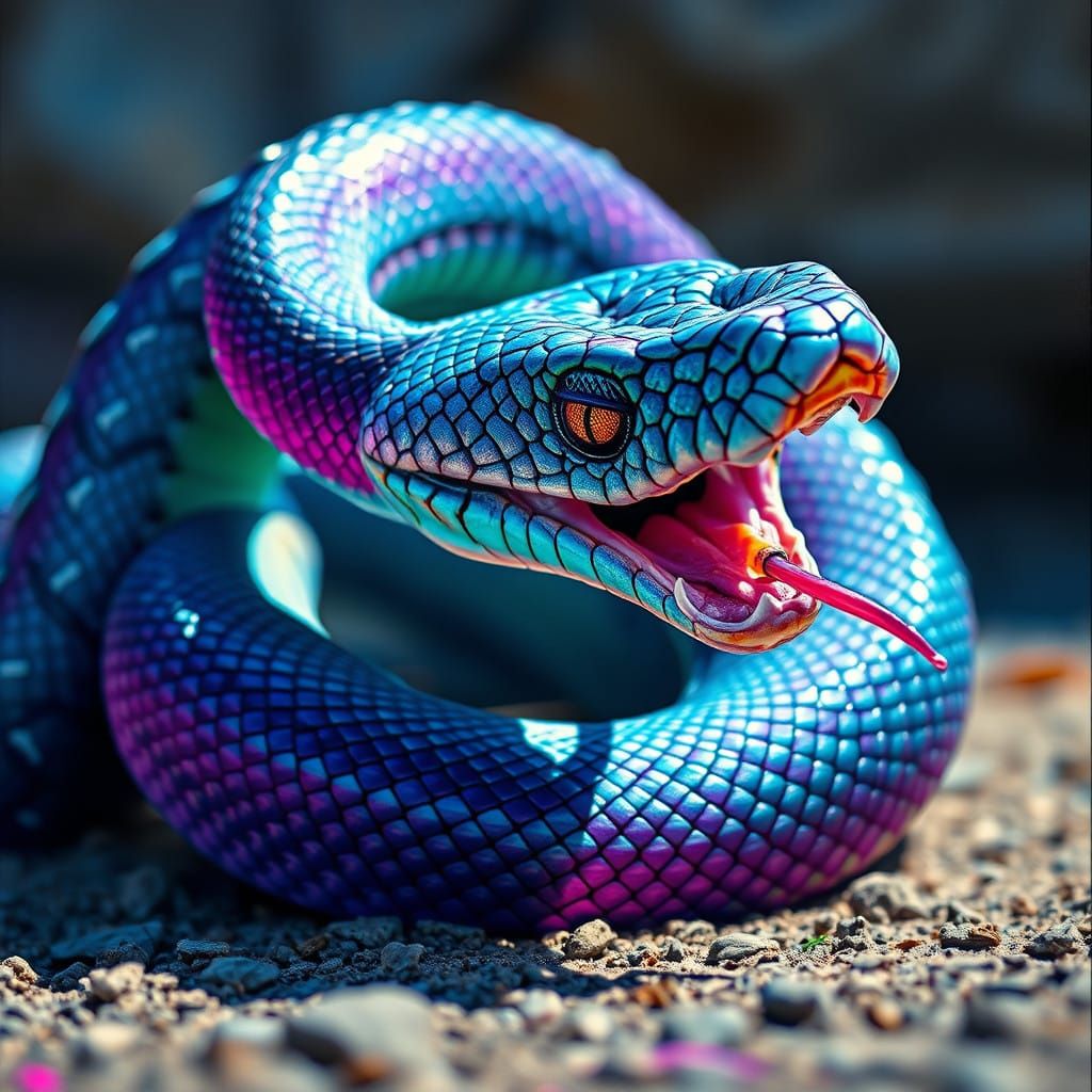 Majestic Bush Viper in Vibrant Gradient Hues