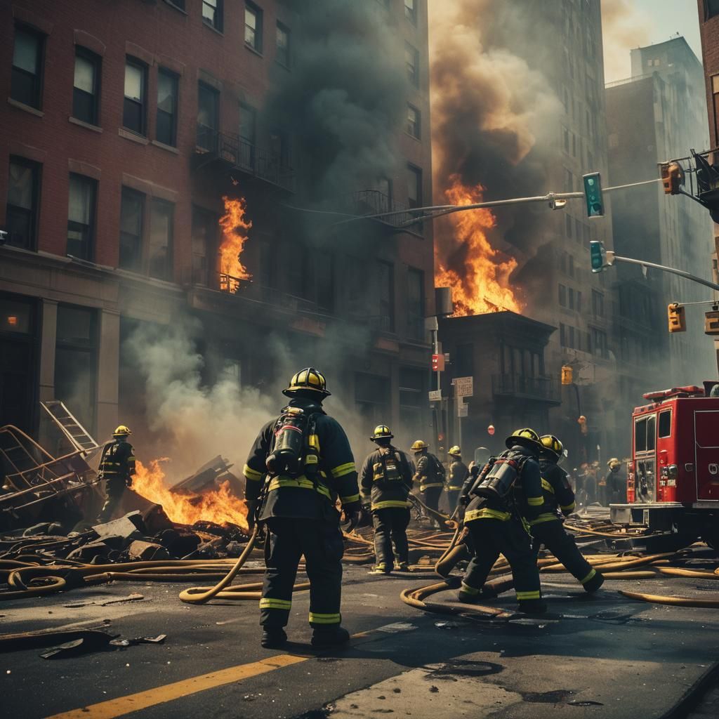 NYC Firefighters in Dramatic Cinematic Scene