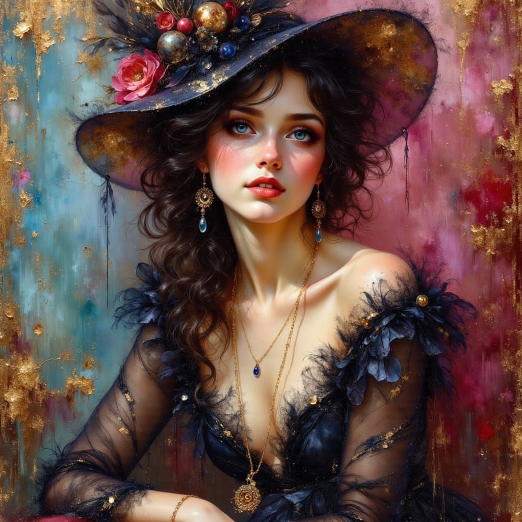 Bohemian Model in Parisian Studio: Hyperdetailed Oil Paintin...