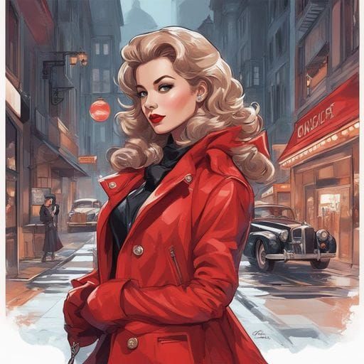 Elegant 1950s French Singer in Red