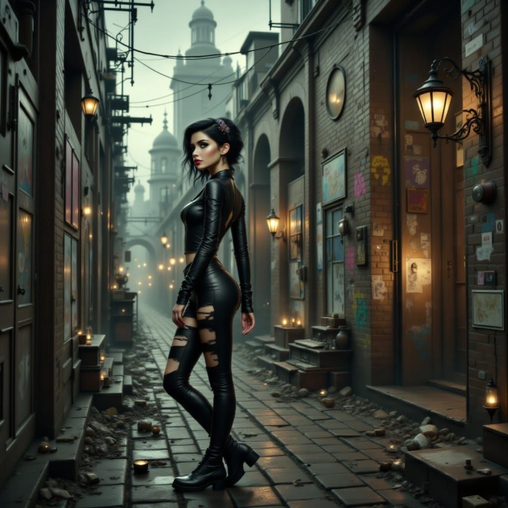 Lost Soul in a Dystopian Cityscape