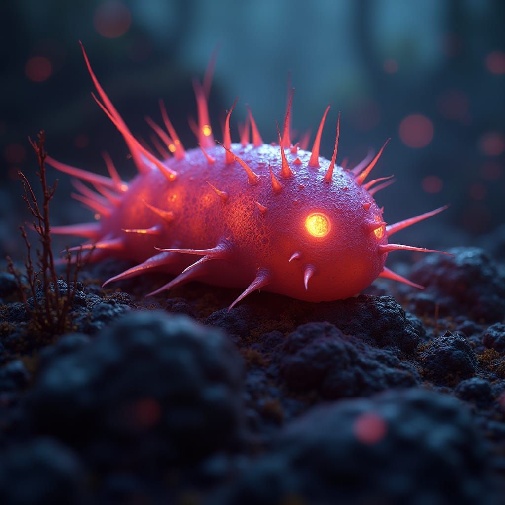 Glowing, Iridescent Fire Worm with Mystic Thorns