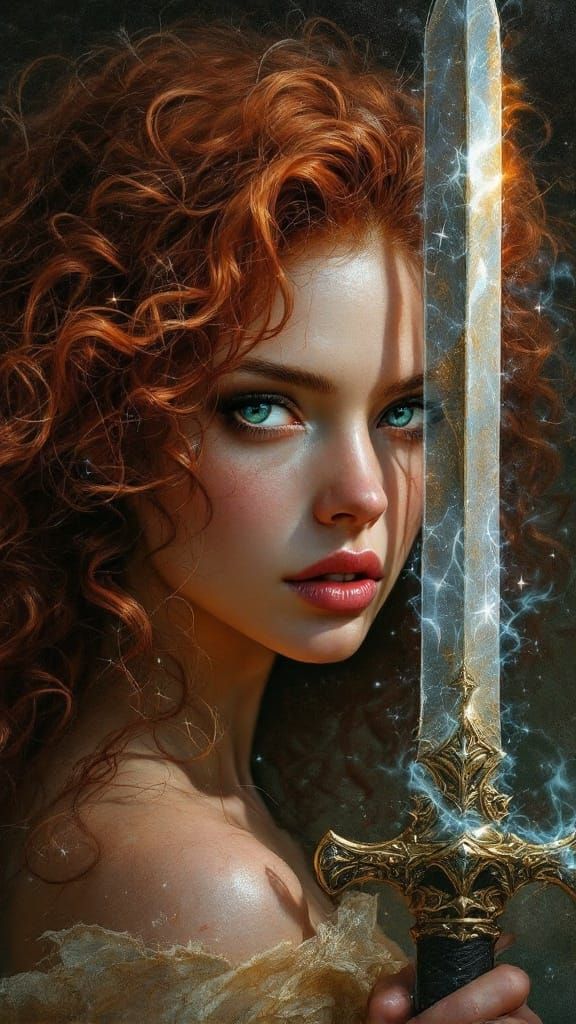Red-headed Goddess Portrait in Hyperrealistic Style
