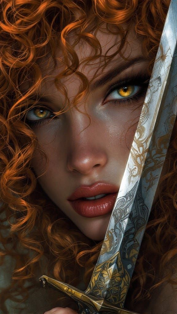 Red-Haired Goddess Portrait in Hyperrealistic Digital Art
