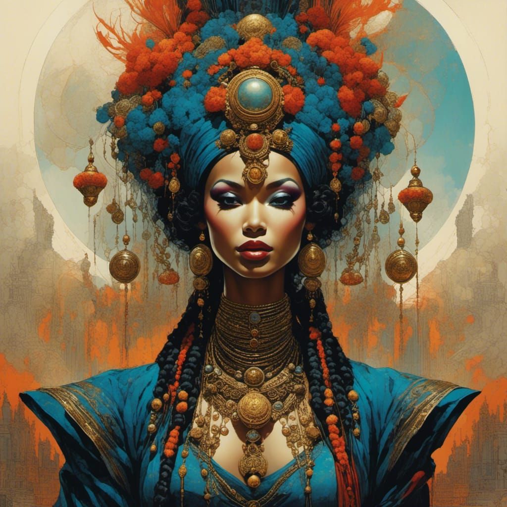 Mysterious Voodoo Priestess in Surreal Glade