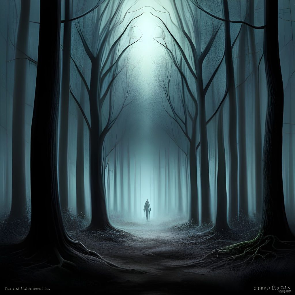 Ethereal Ghosts in Forest: A Beksinski-esque Horror