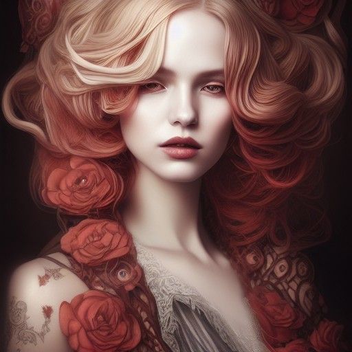 Androgynous Carmilla with Copper Hair, Gothic Romantic Art