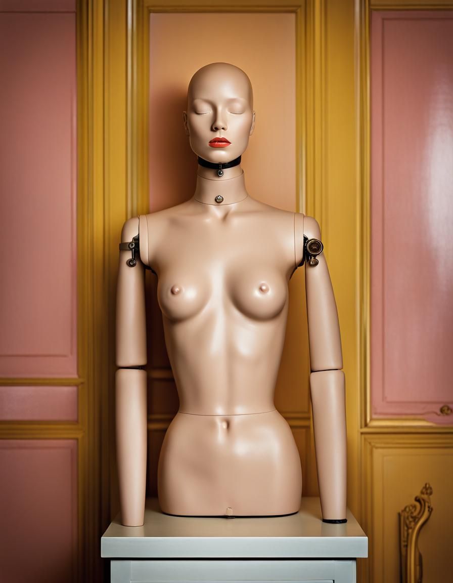 Mannequin Torso in Wes Anderson Style Living Room