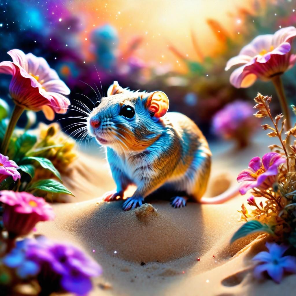 Gerbil in Ethereal Fantasy Landscape