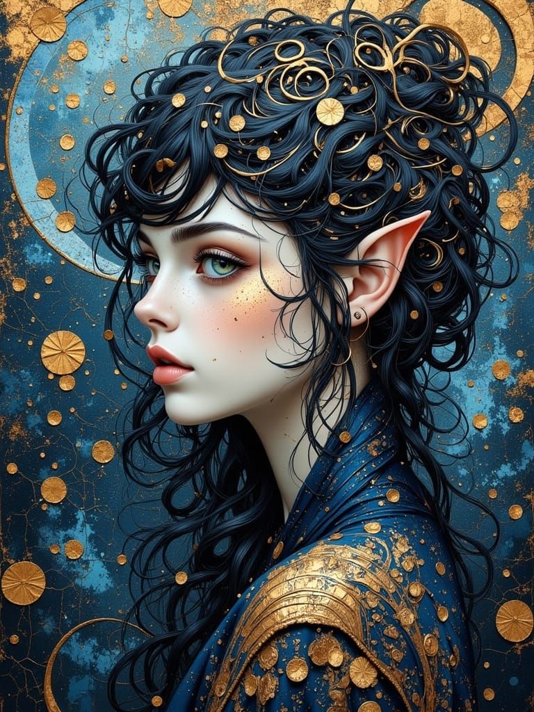 Dreamcatcher Tiefling in Midnight Blue Hues