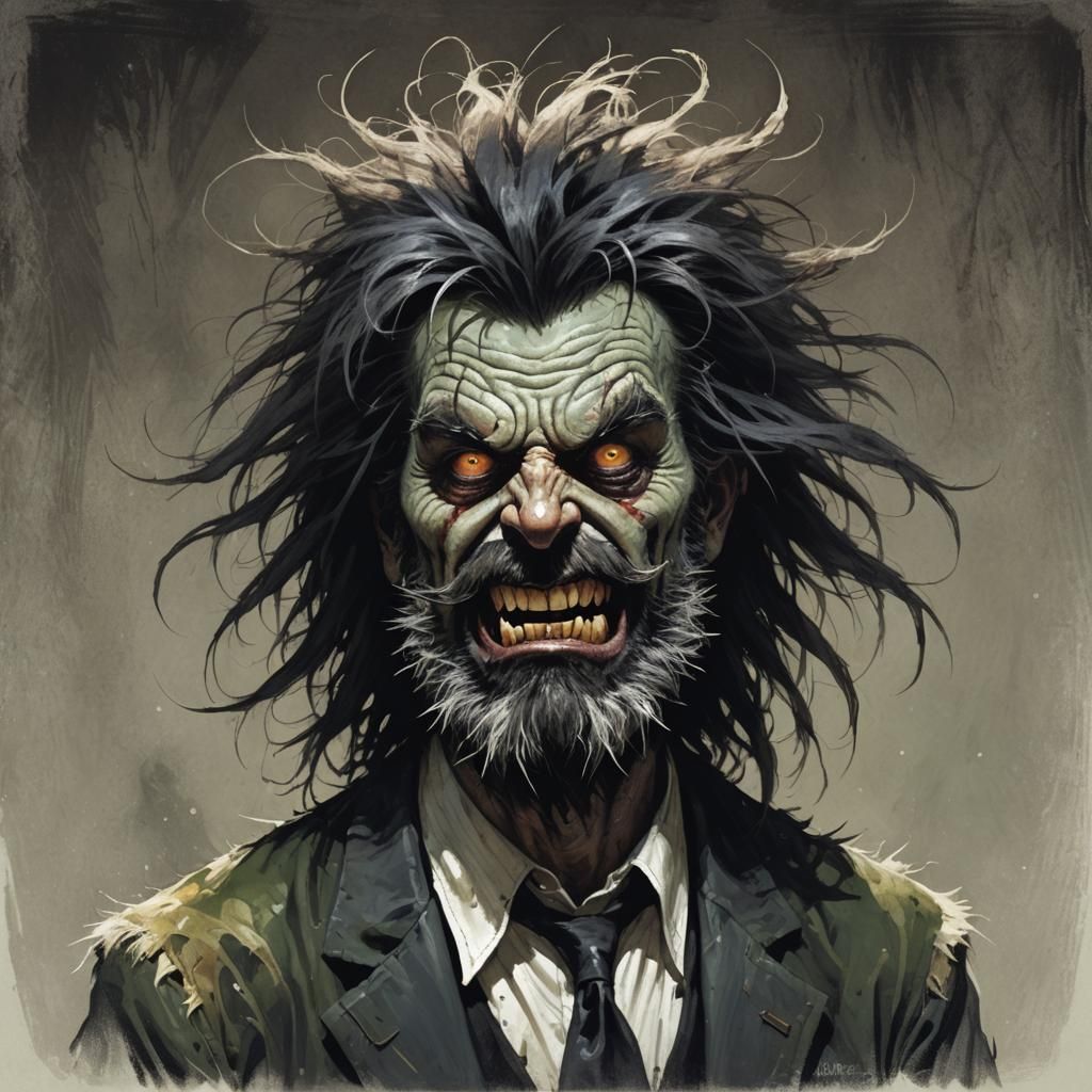 Sinister Hairy Creature in Dark Fantasy Style