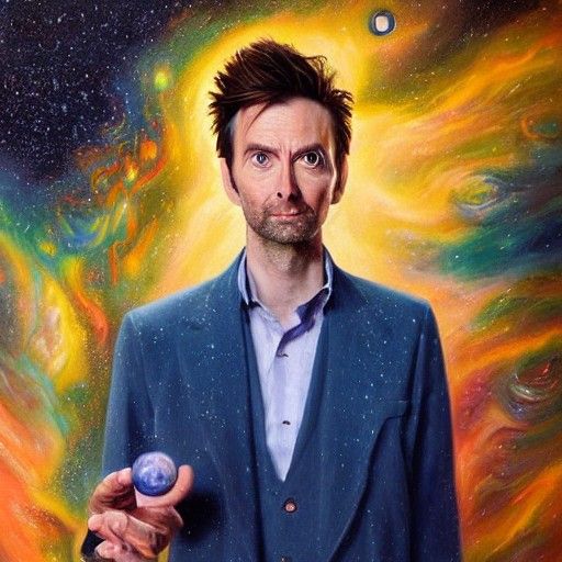 Cosmic Portrait Painting of Two Men in Hyperdetail