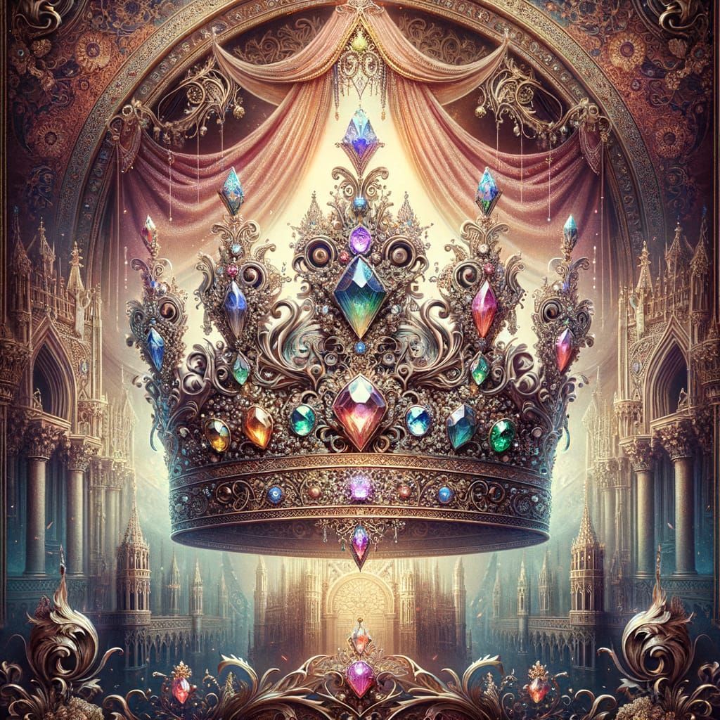 Majestic Fantasy Crown on Royal Tapestry