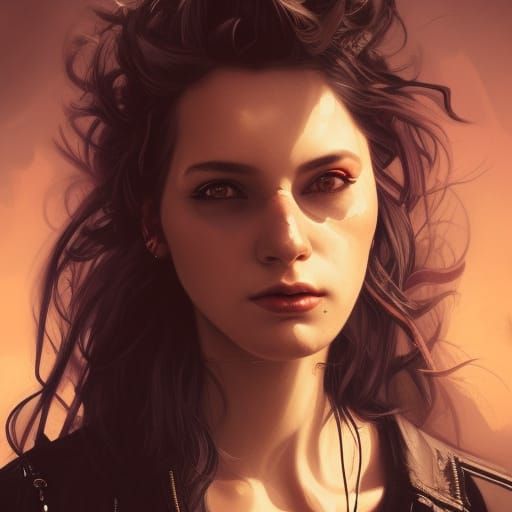 Punk Rock Girl Portrait in Hyperdetailed Style
