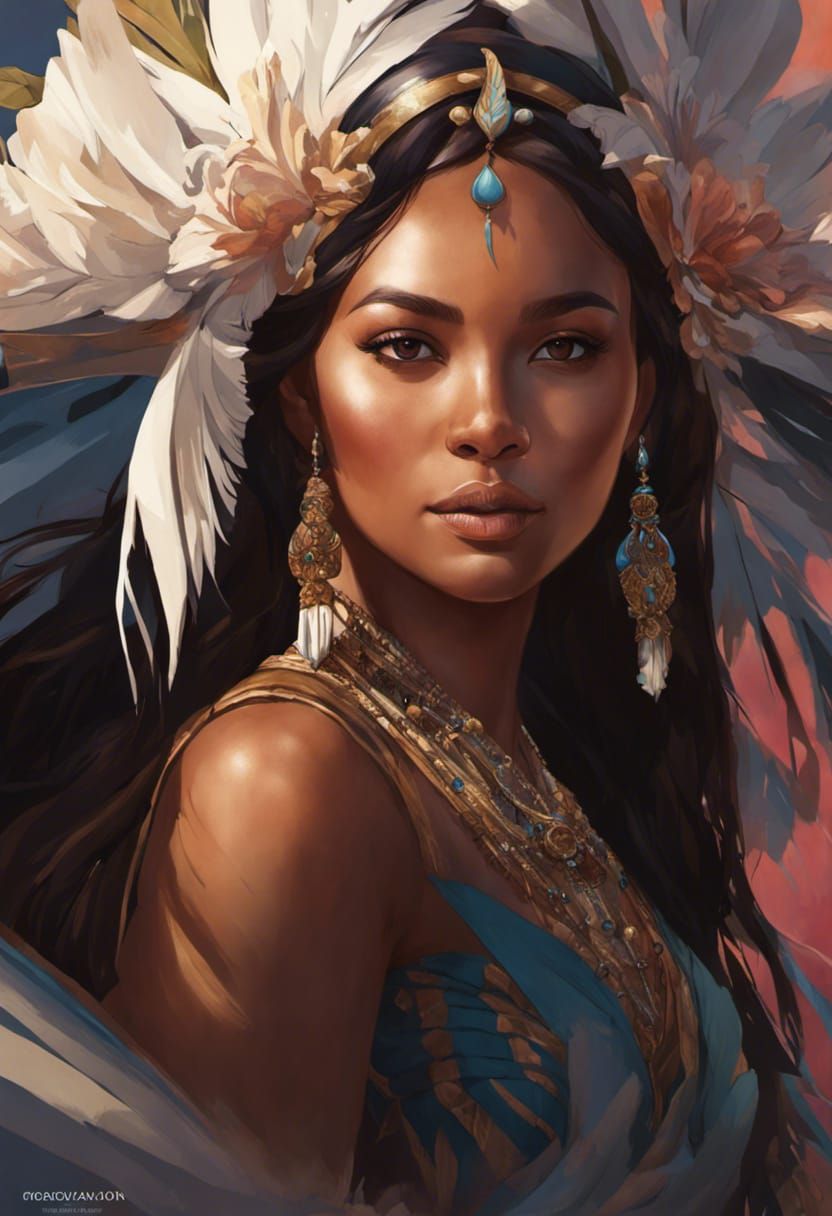 Marshallese Bride Portrait in Ethereal Fantasy Style