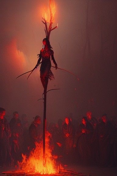 Witch Burning: Hyperrealistic Concept Art in 8K
