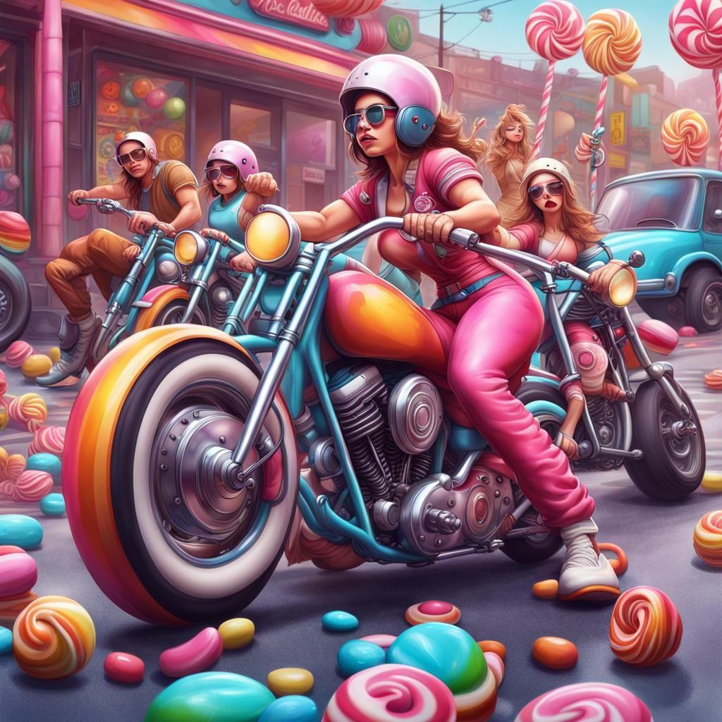 Biker Gang in Candy Art Style