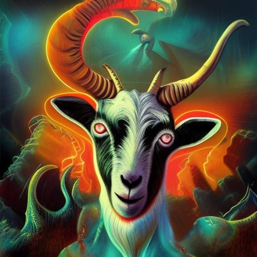 Glam Metal Goat Album Cover in 80s Style