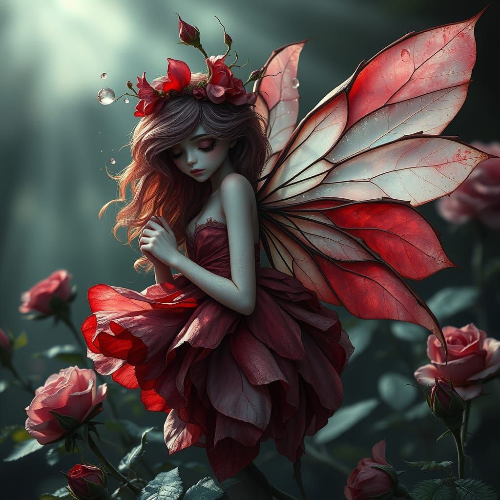 Rose Petal Fairy in O'Keeffe-Burton Style