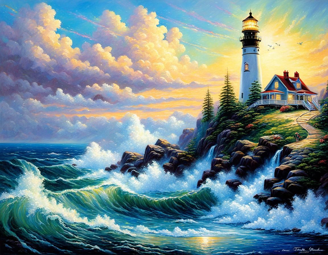 Cosmic Lighthouse Serenade in Luminist Style