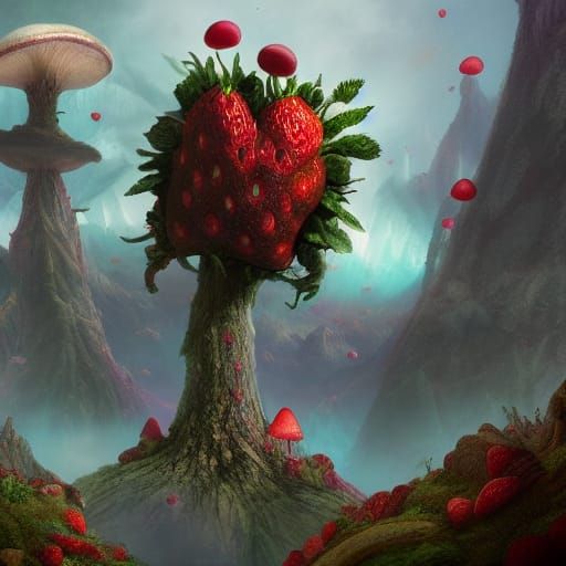 Strawberry Humanoid Launches Mushrooms into Space