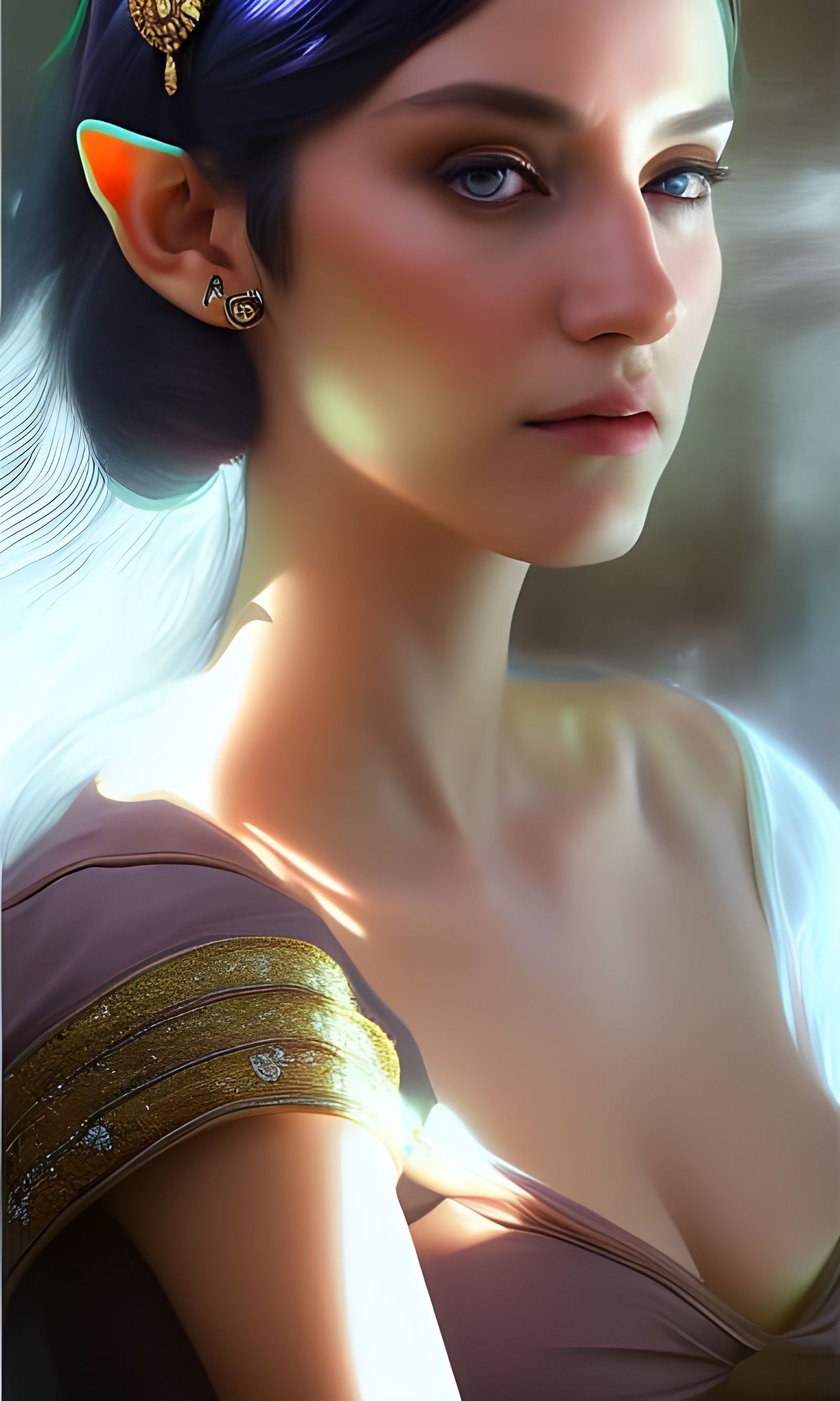 Majestic Elf Oil Painting with Realistic Lighting