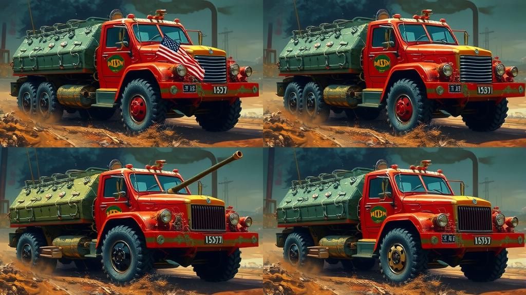 American Armored Vehicle in Gilded Age Industrial Scene