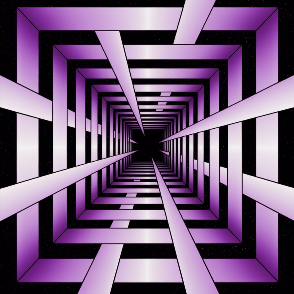 Endless Monochrome Labyrinth in Shifting Perspective