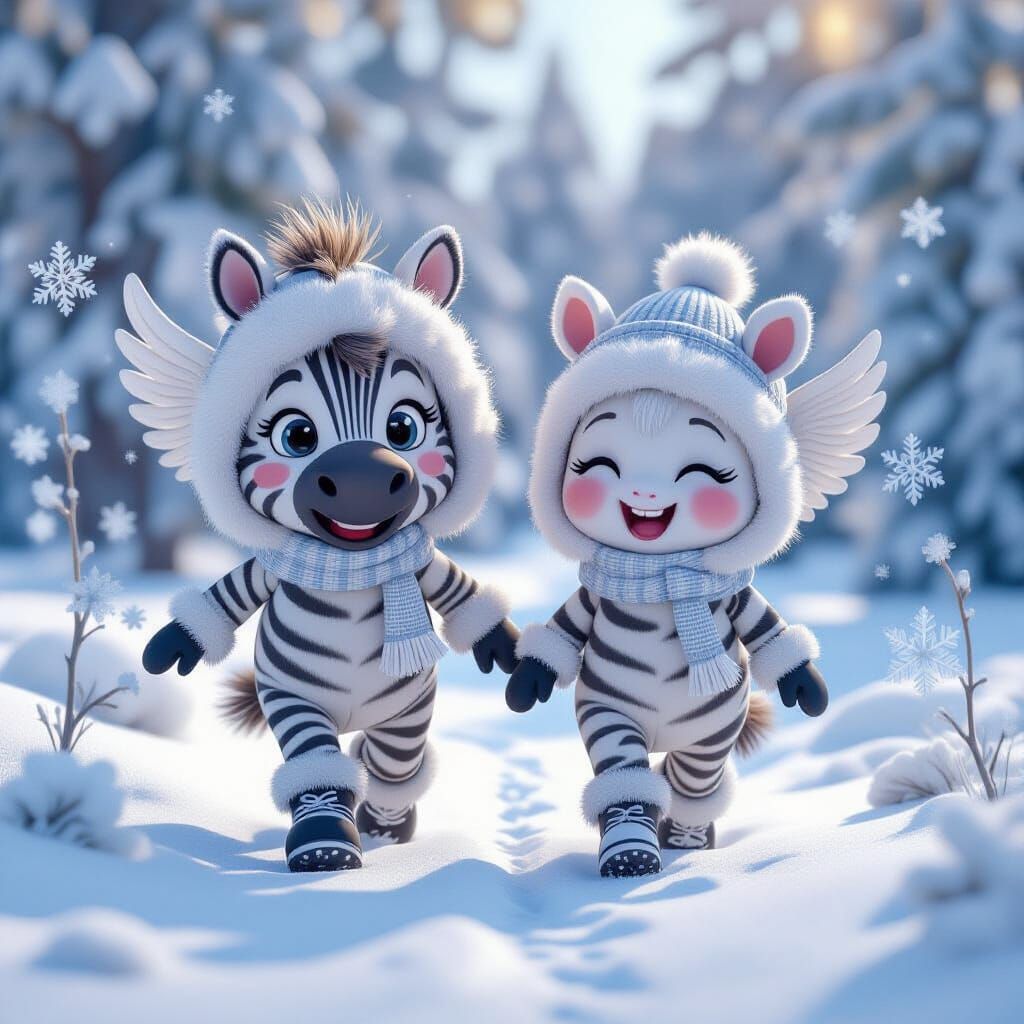 Whimsical Winter Boots in Snowy Landscape