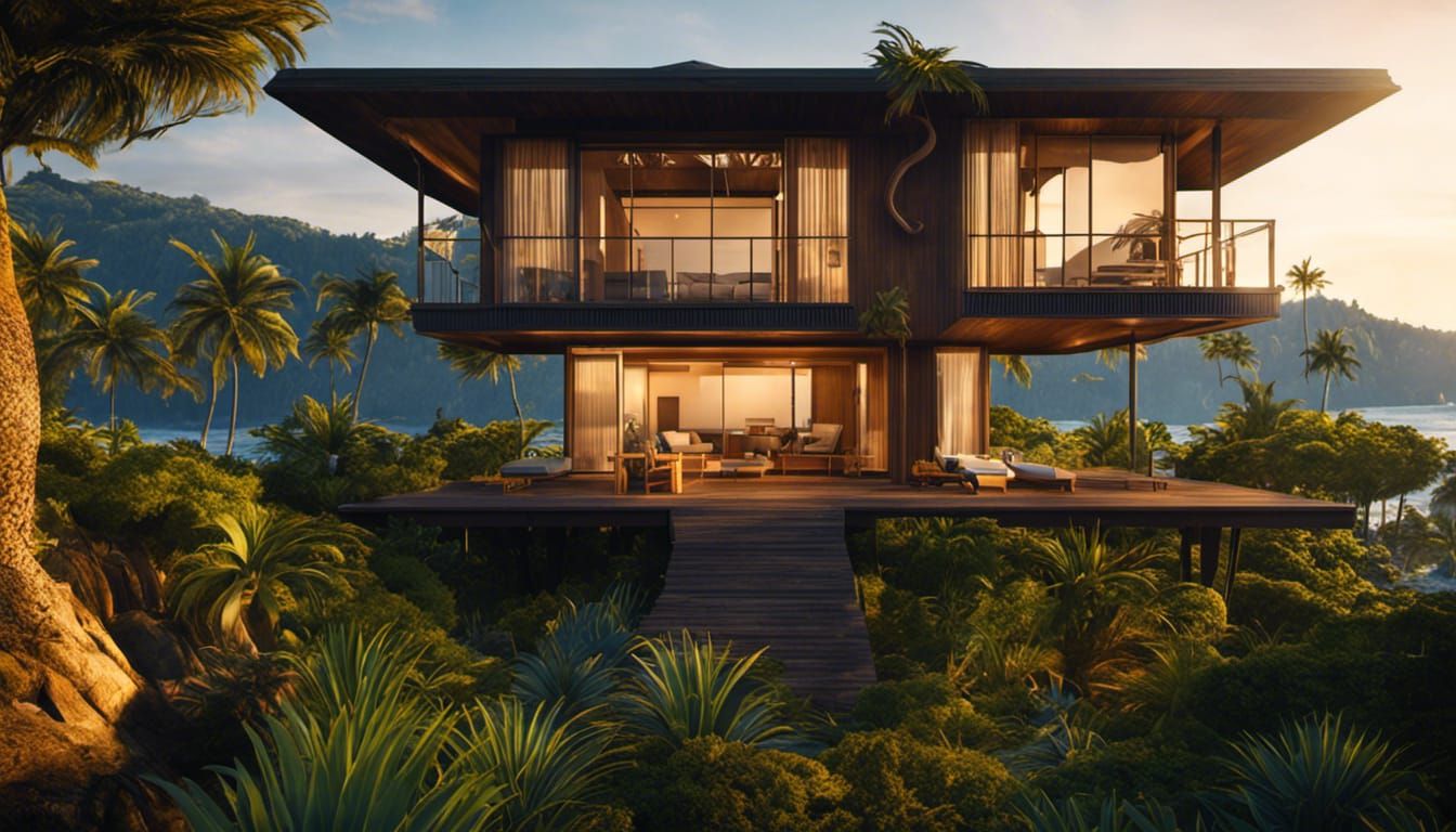 Fantastical Beach Cabin on Tropical Ocean Bay