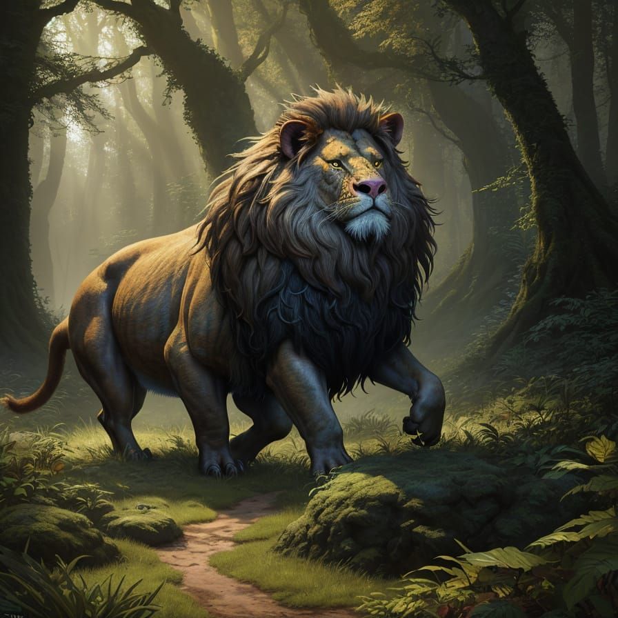 Fantasy Creature: Pig-Lion Hybrid in German Forest