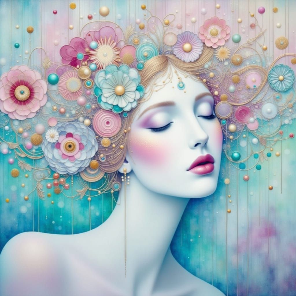 Goddess of the Earth in Vibrant Gold and Crimson