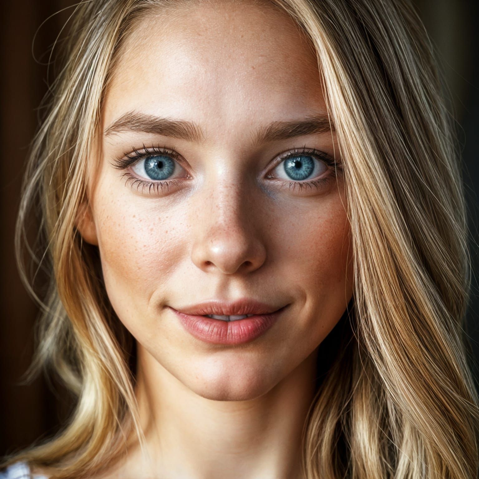 Gorgeous Young Woman with Perfect Features in Photorealistic...