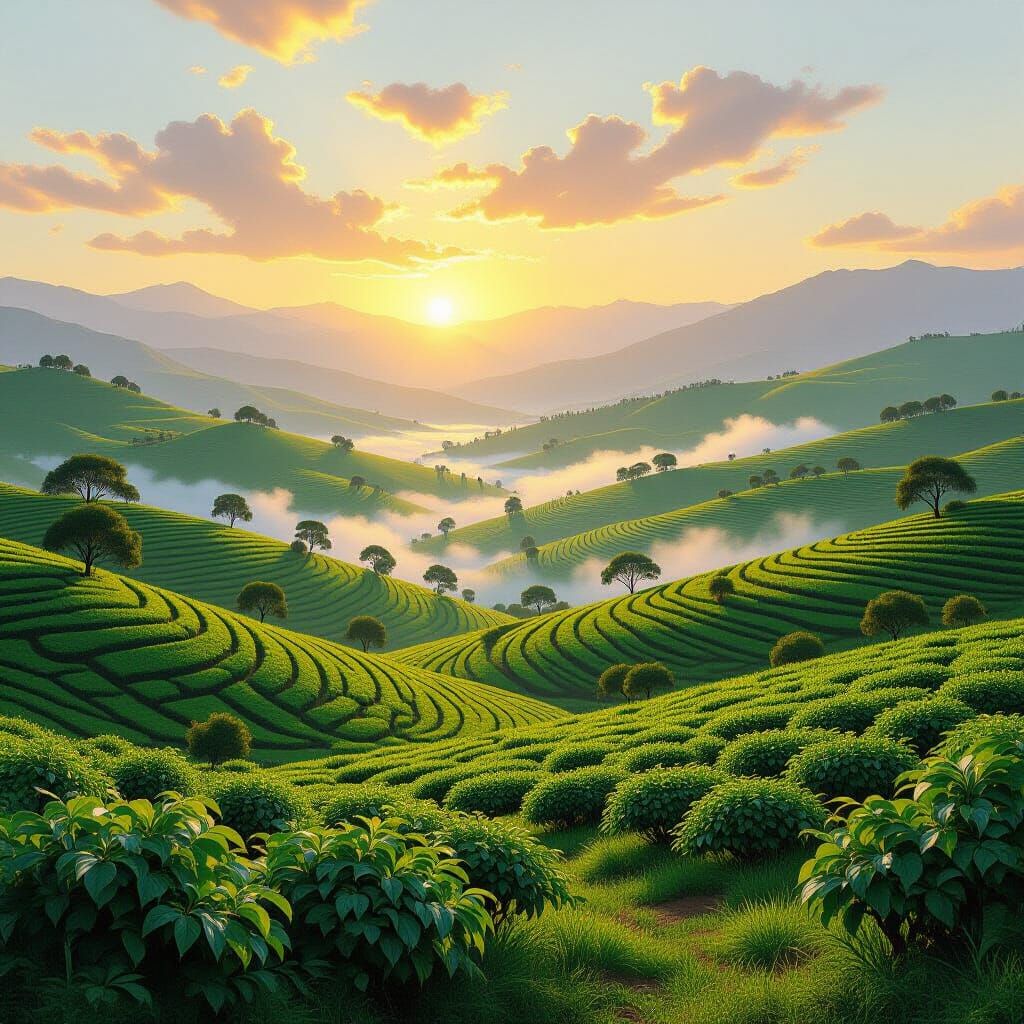 Ethiopian Highlands Sunrise Landscape Painting