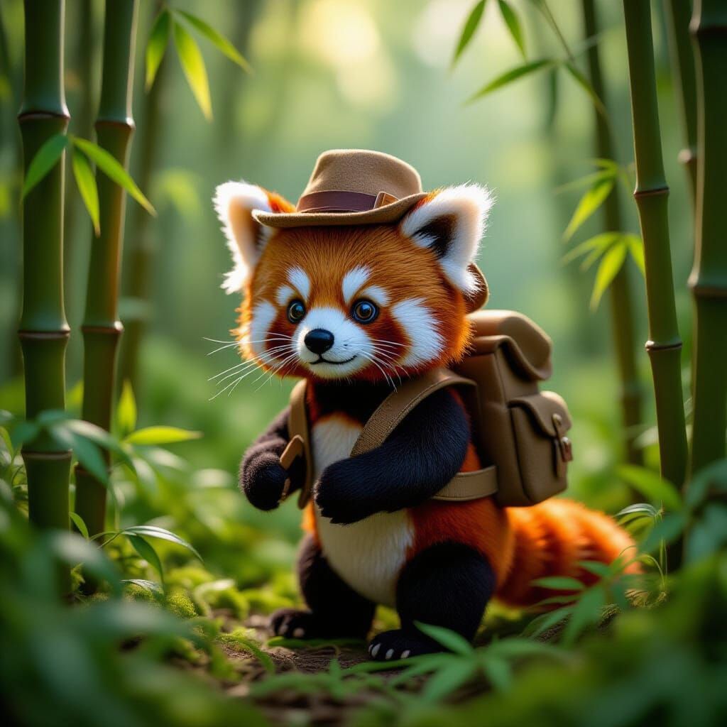 Red Panda Explorer in Bamboo Jungle