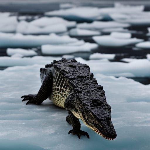 Rare photo of an arctic crocodile