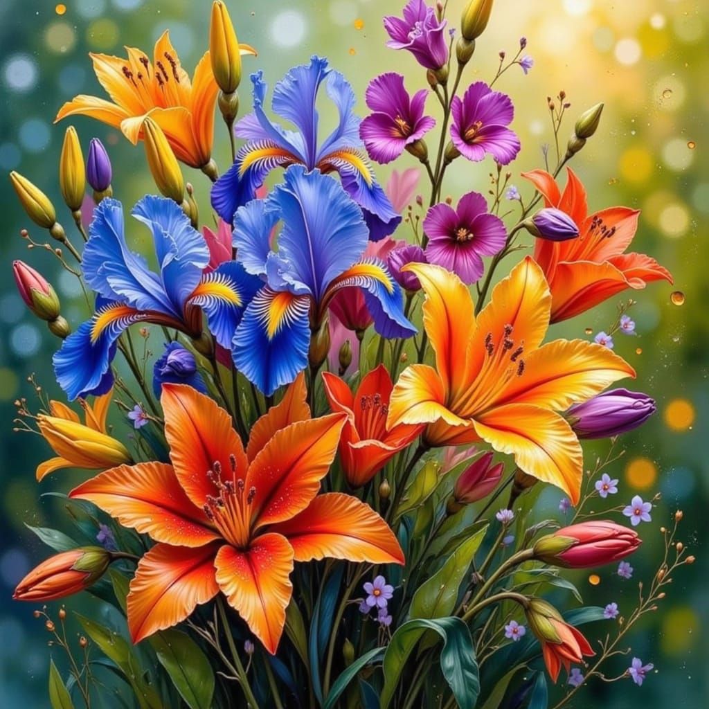 Impressionistic Wildflower Bouquet Macro Photograph