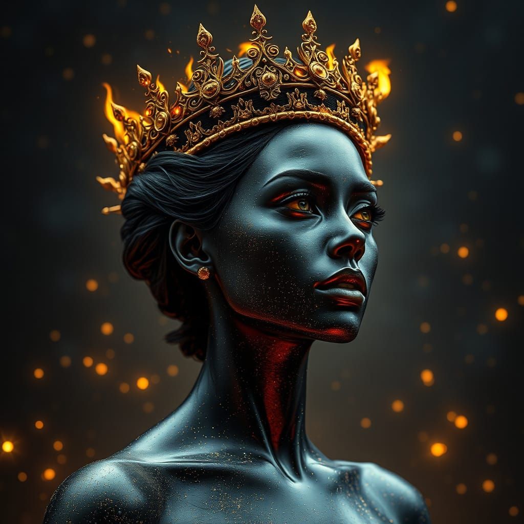 Regal Woman Illuminated by Celestial Majesty