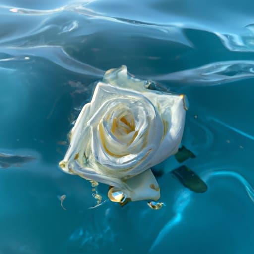 White Rose Blooms in Ocean Depths